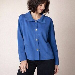 NEW HABITAT French Terry Curved Pocket Jacket in Blue